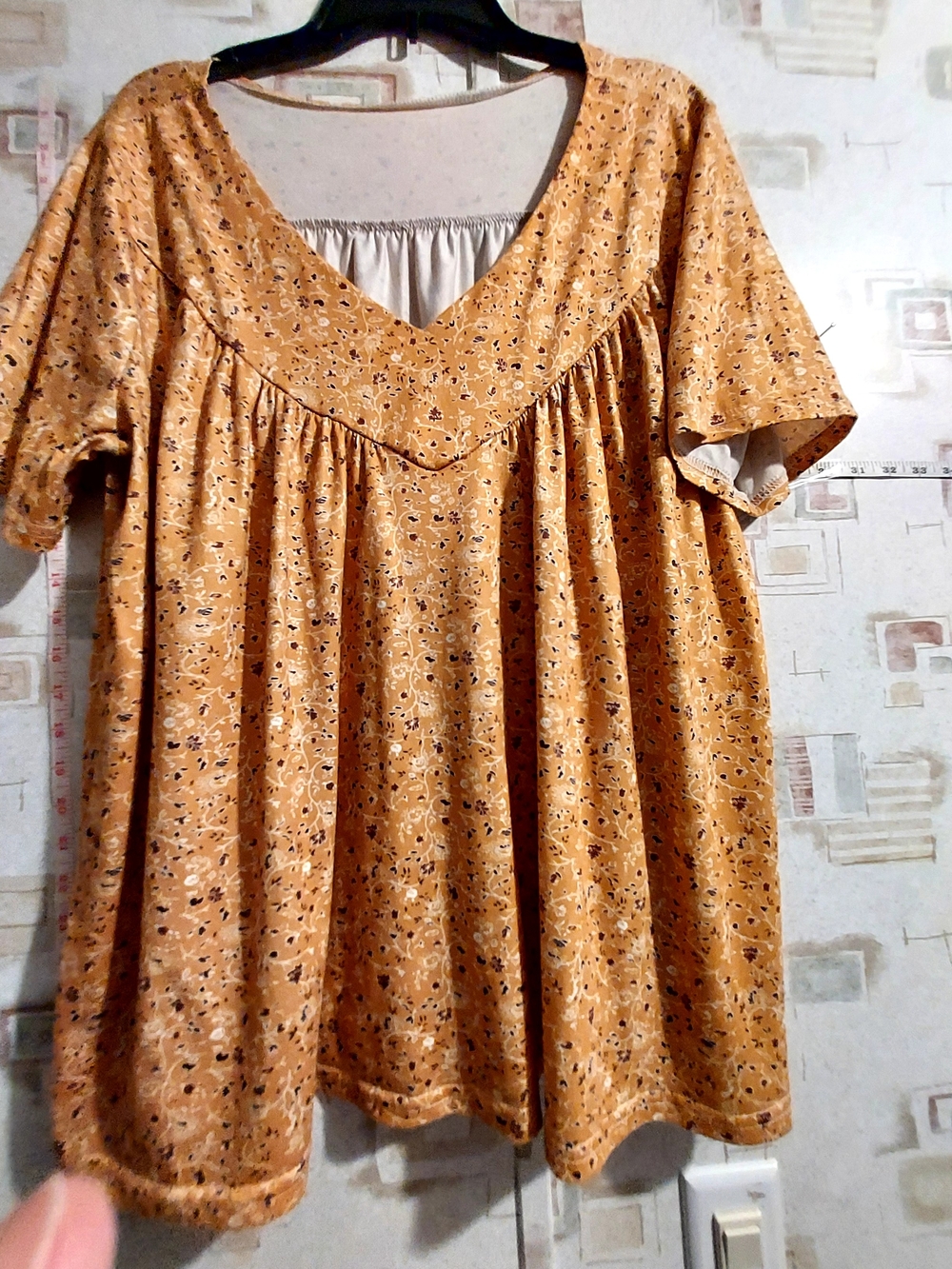 Mustard Floral V-Neck Women’s Top